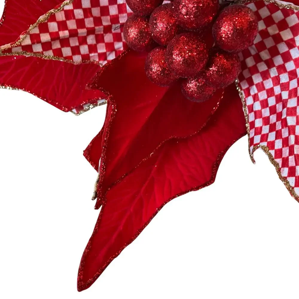 NEW MacKenzie Childs Jumbo Poinsettia Stem 24in Festive Christmas Holiday Decor